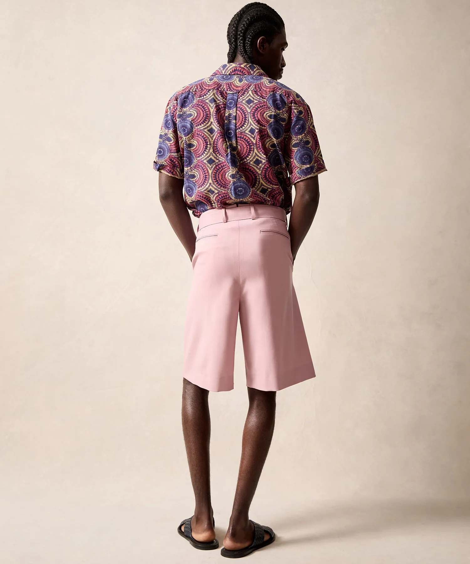 Italian Gabardine Belted Short in Pink