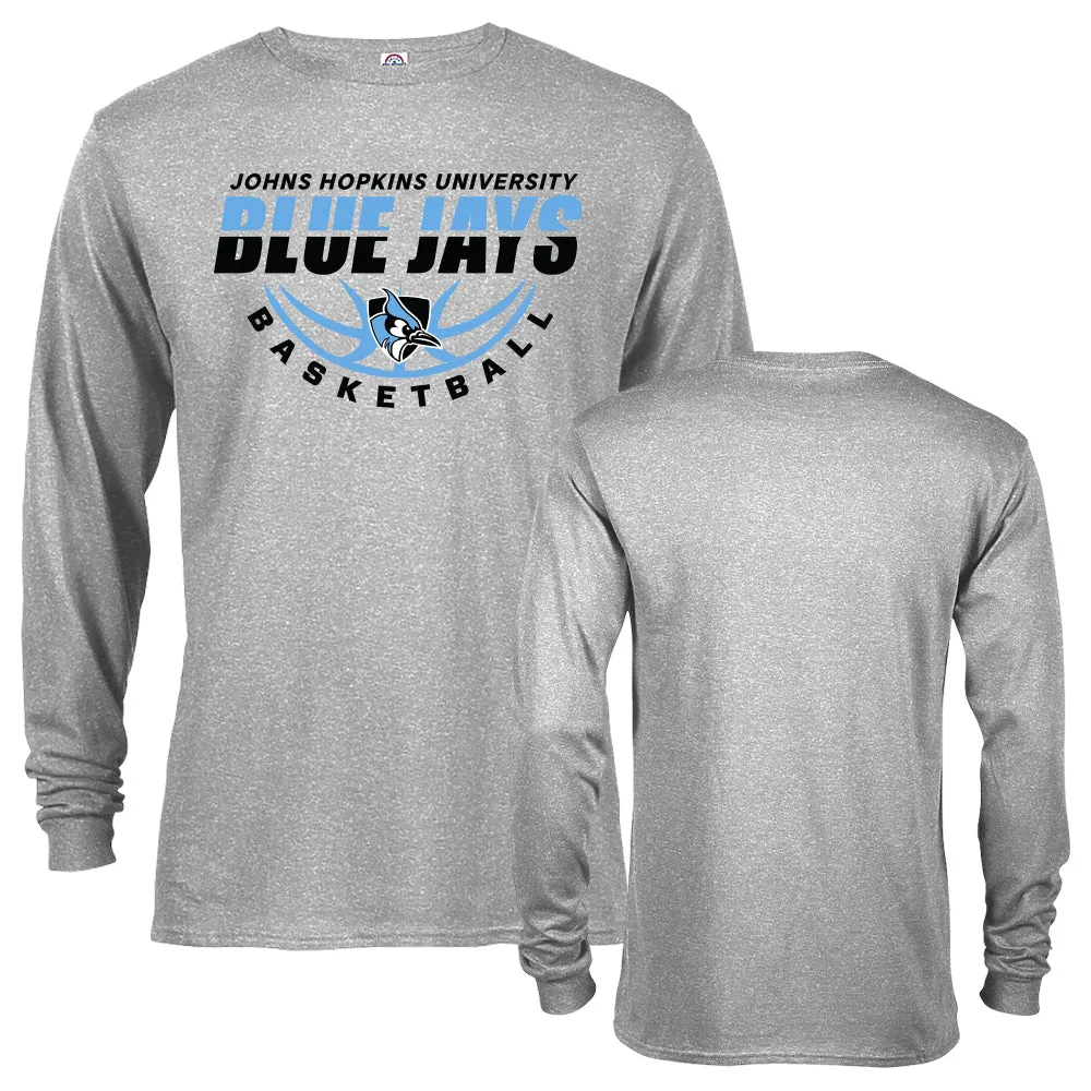 Johns Hopkins University Blue Jays Basketball Laces Logo Long Sleeve T-shirt