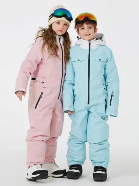 Kid's Unisex One Piece Snow Suits Half-zip Snow Jumpsuits