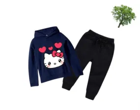 Kitty Printed Kids Hoodie Set