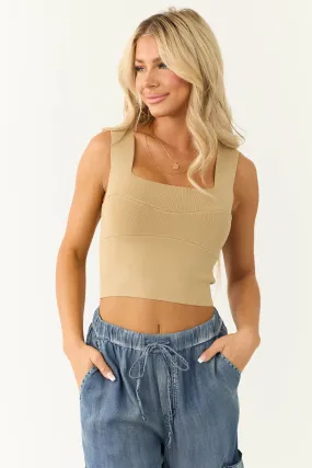 Latte Square Neck Thick Knit Tank Top