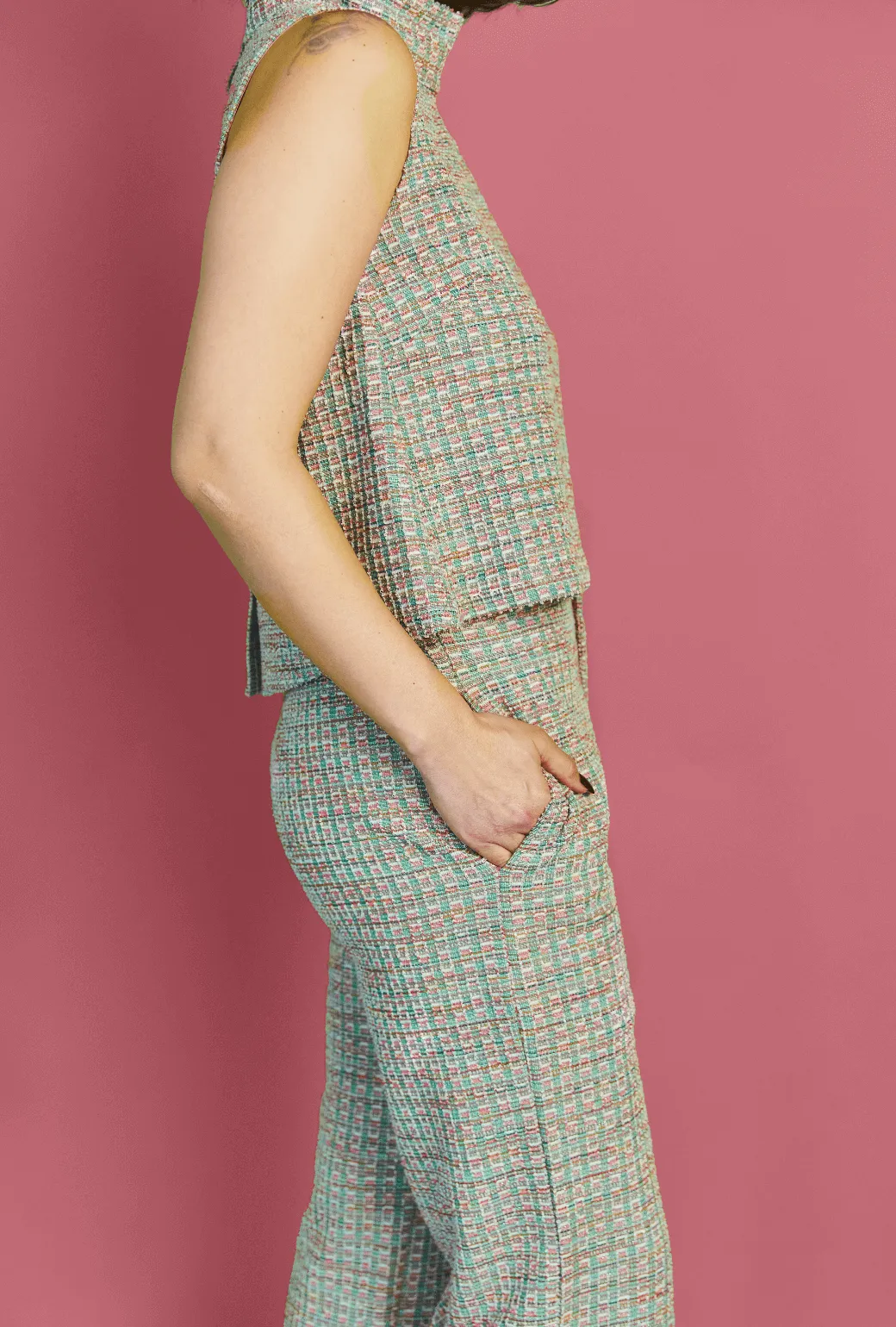 Le Culottes - Green and Pink Plaid Knit