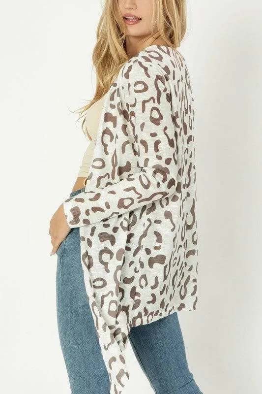 Leopard print open cardigan