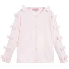 Lili Gaufrette Infant to Youth Girls Pink Knit Bow Cardigan