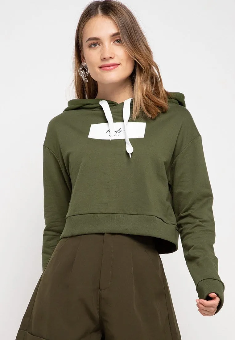 LMP013 pbch crop hoodie thrdysign rectagle green army