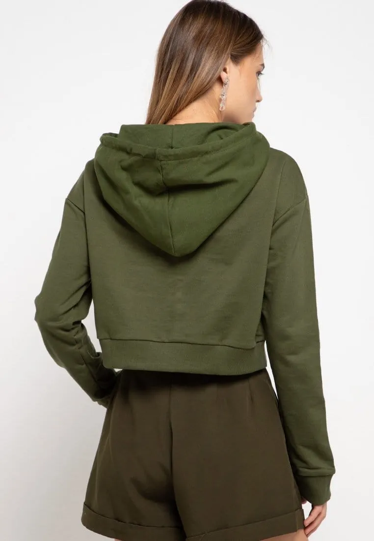 LMP013 pbch crop hoodie thrdysign rectagle green army