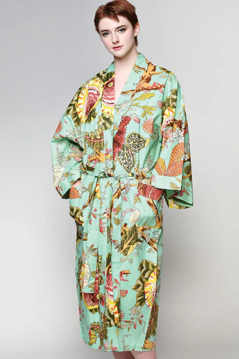 Long Cotton Robe - Vintage Floral