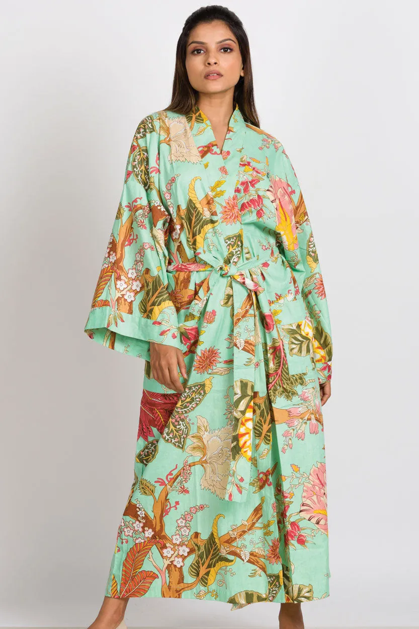 Long Cotton Robe - Vintage Floral