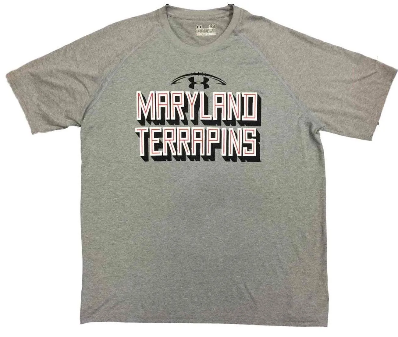 Maryland Terrapins Under Armour Loose Gray Heatgear Performance T-Shirt (L)