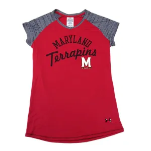 Maryland Terrapins Under Armour YOUTH Red HeatGear Performance T-Shirt (M)