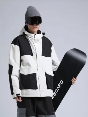 Men Colorblock Cargo Snow Jacket