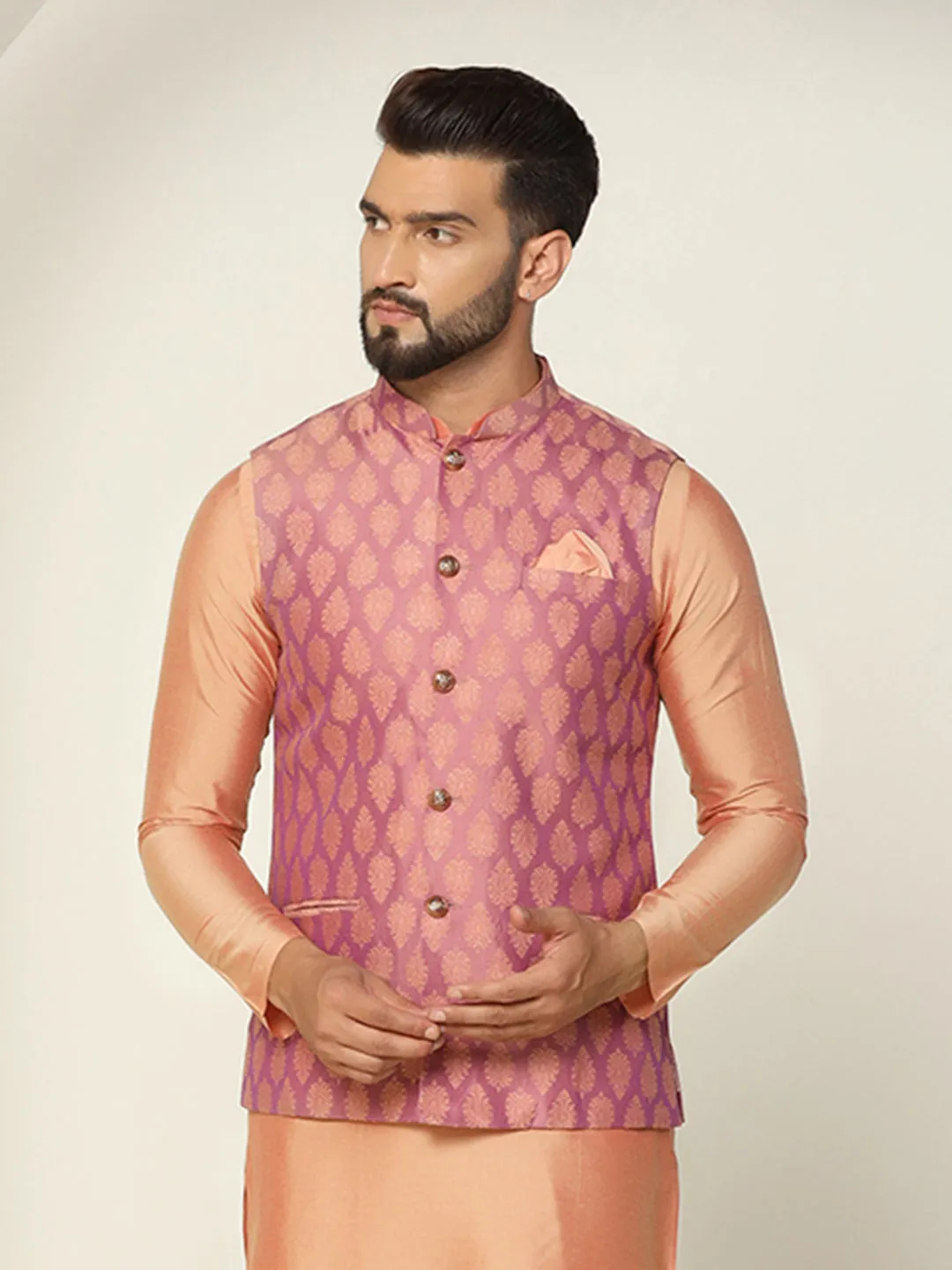 Men's Coral Nehru Jacket (Set of 1)