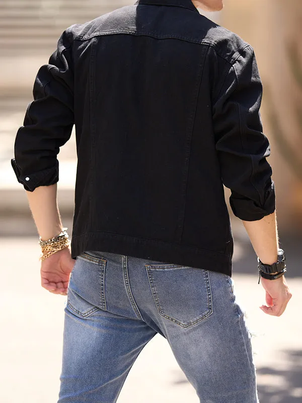 Men's Double Pocket Distressed Casual Denim Jacket