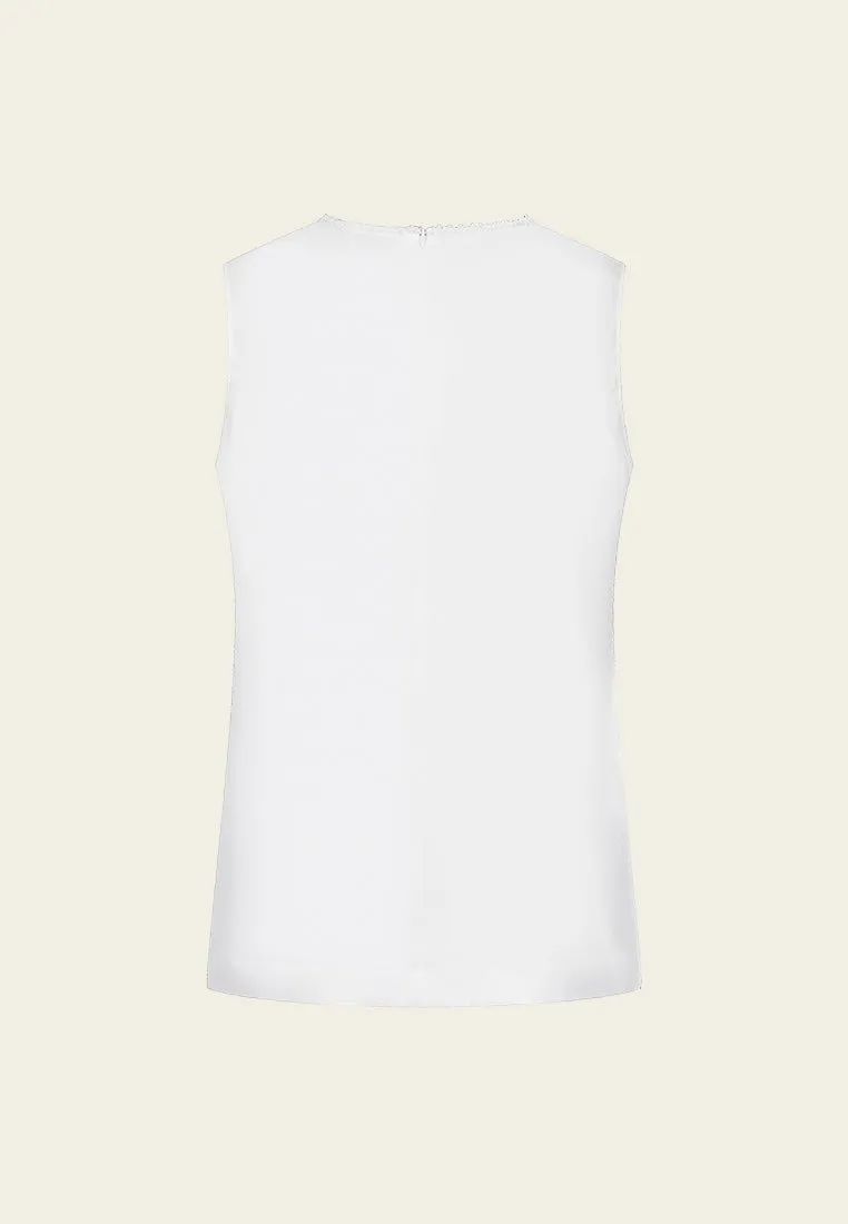 Mesh-detail White Tank Top