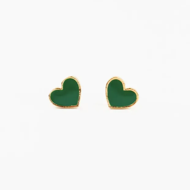 Mini Enamel Heart Stud Earrings