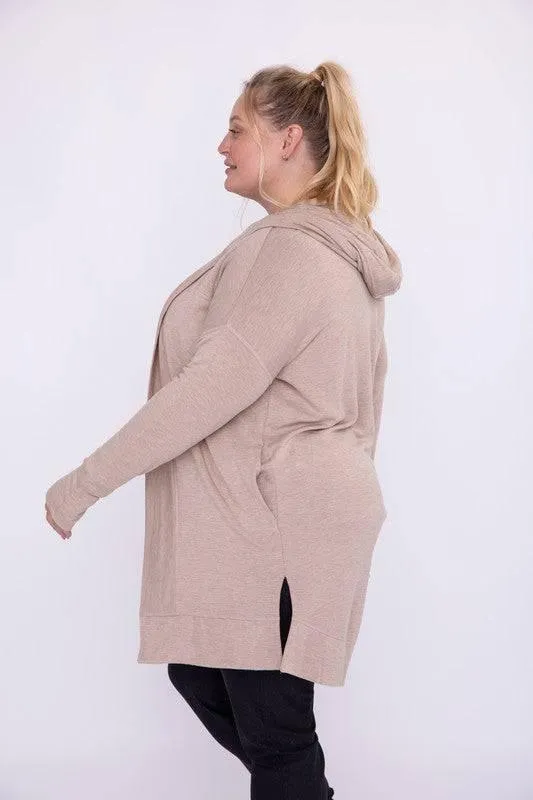 Mono b plus size hooded open cardigan