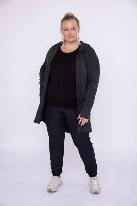 Mono b plus size hooded open cardigan