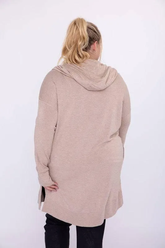 Mono b plus size hooded open cardigan