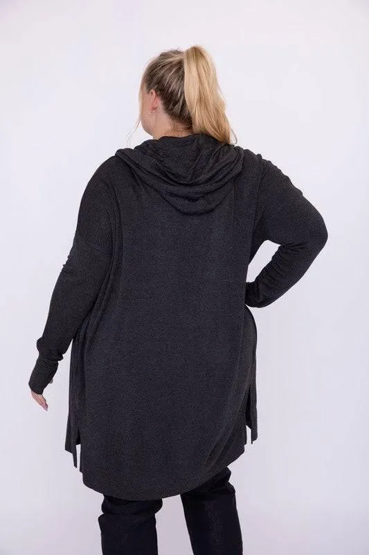 Mono b plus size hooded open cardigan