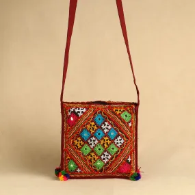 Multicolor - Kutch Abhla Bawariya Hand Embroidery Mirror Work Sling Bag 09