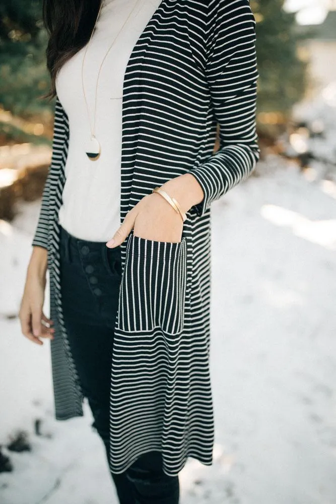 My Type of Striped Cardigan in Black