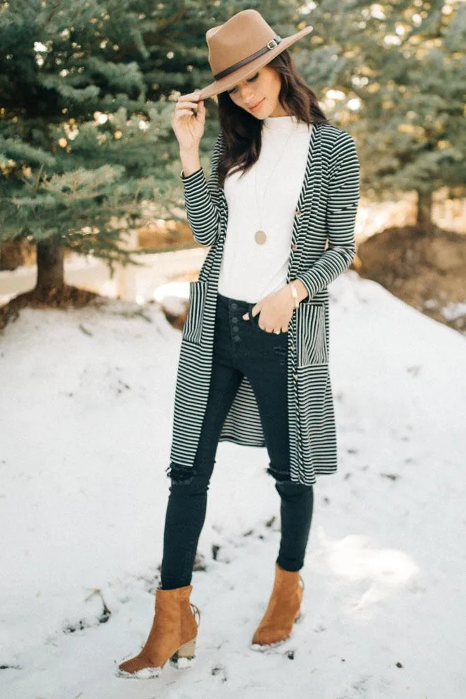 My Type of Striped Cardigan in Black