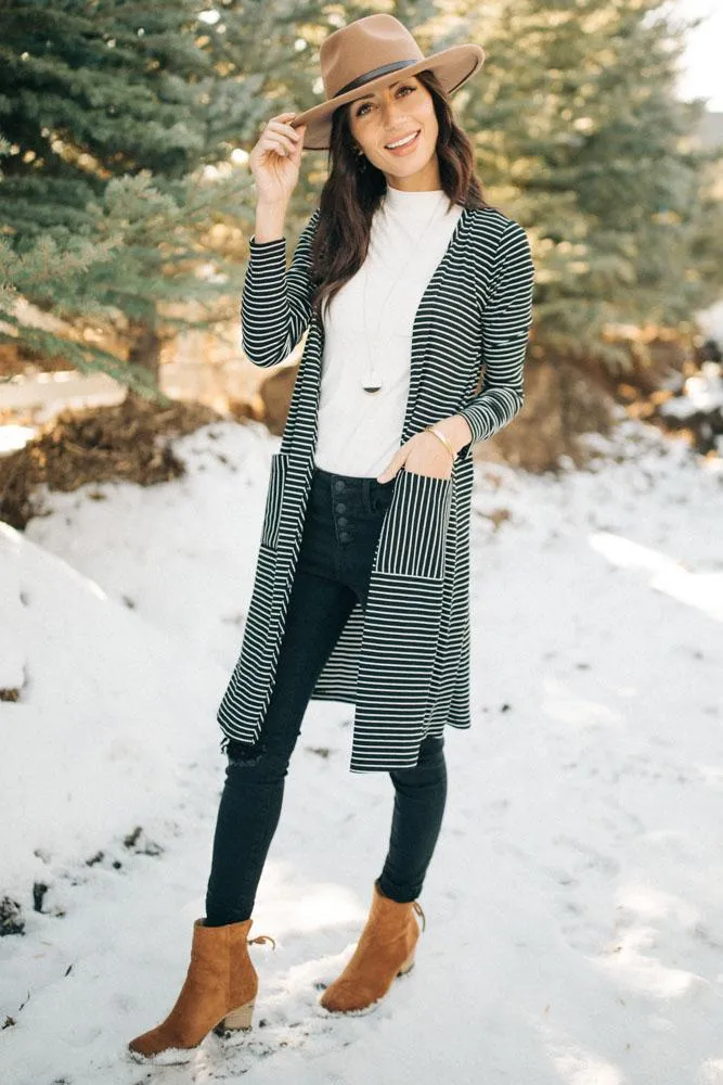 My Type of Striped Cardigan in Black