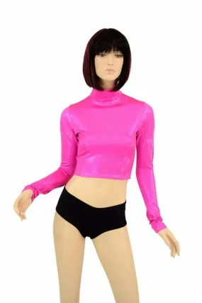 Neon Pink Long Sleeve Crop