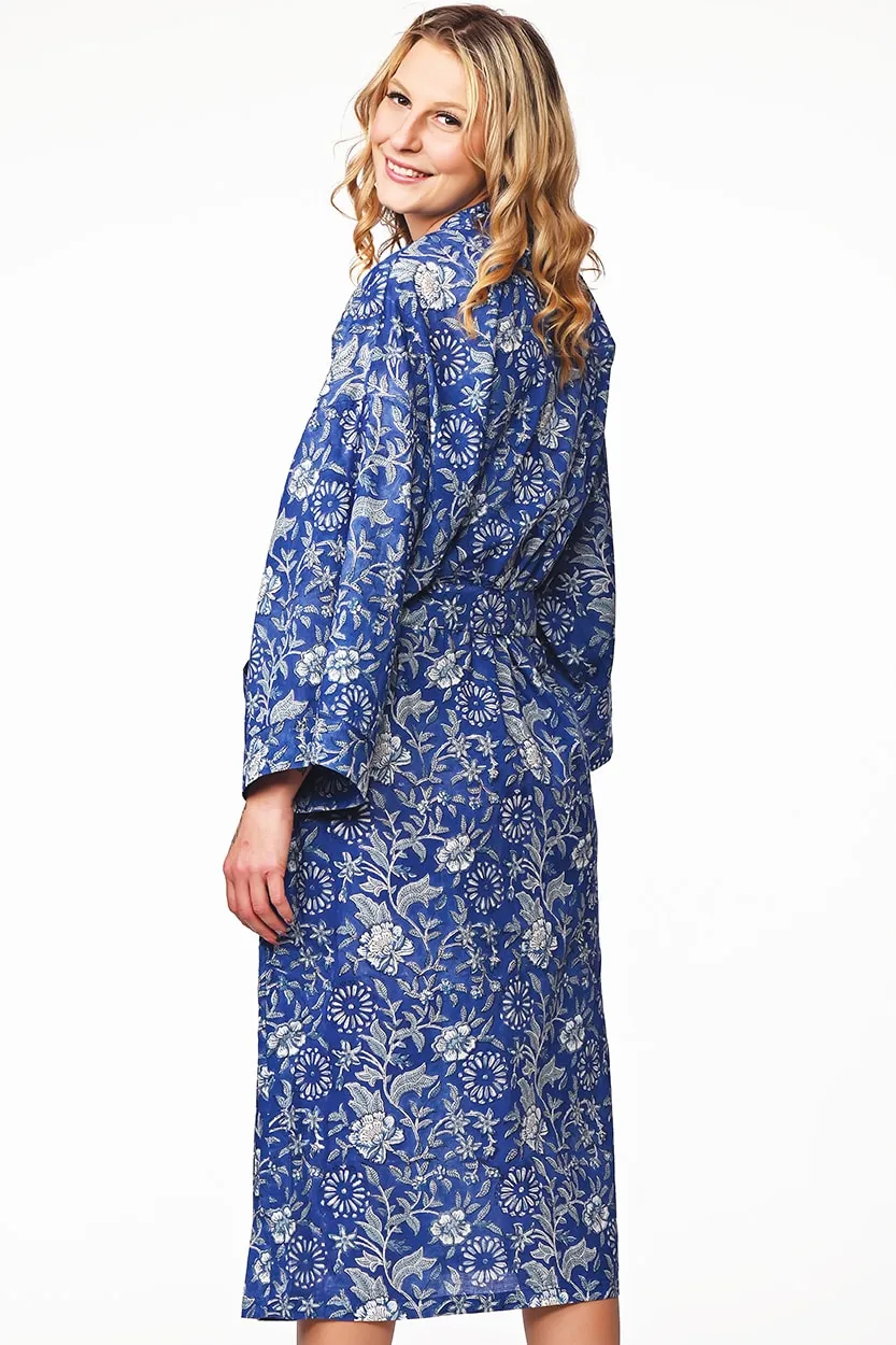 NEW! Long Cotton Robe - Indigo Inspiration