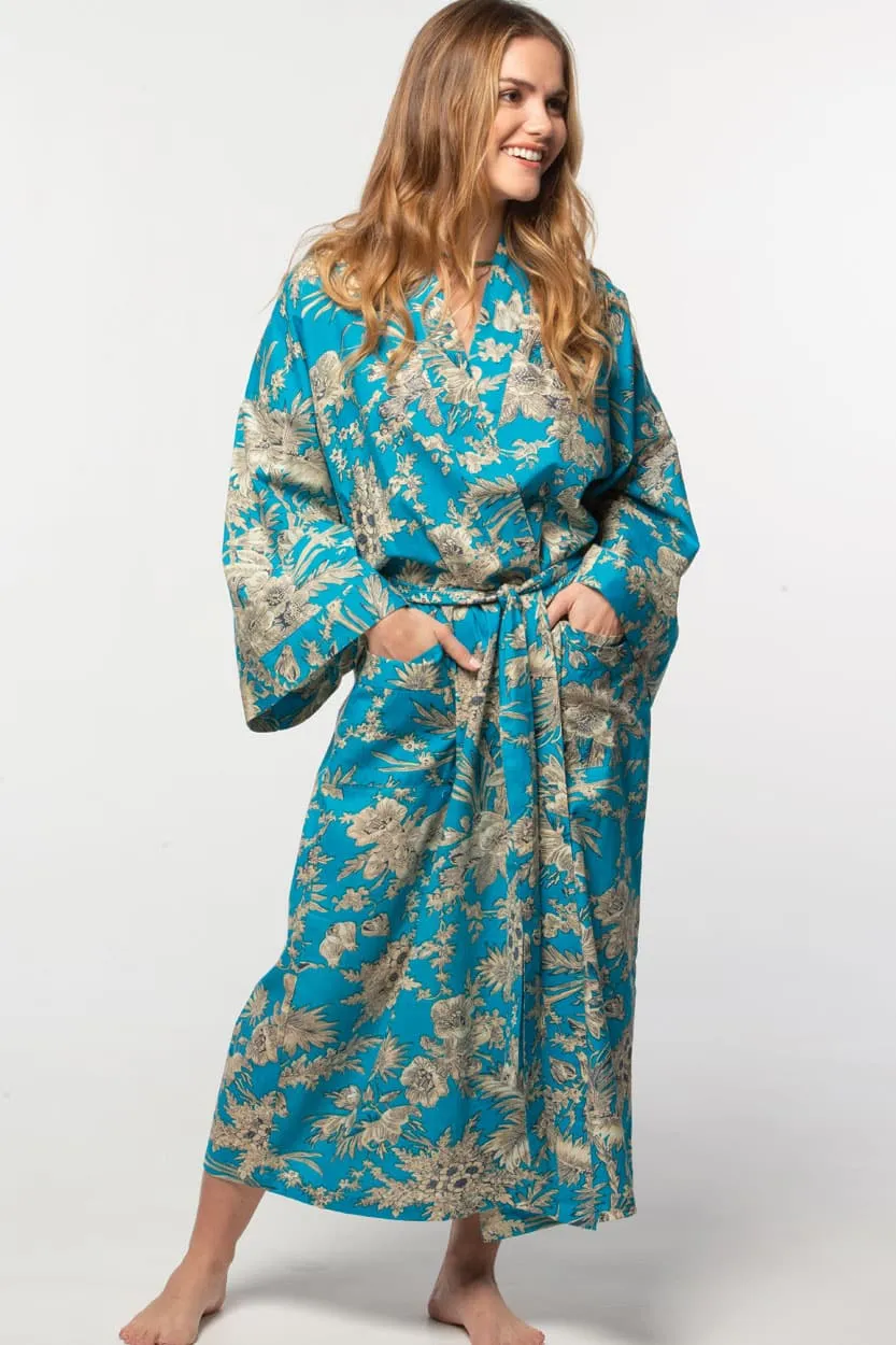 NEW! Long Cotton Robe - Seaside Sonata