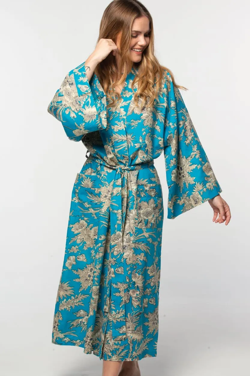 NEW! Long Cotton Robe - Seaside Sonata