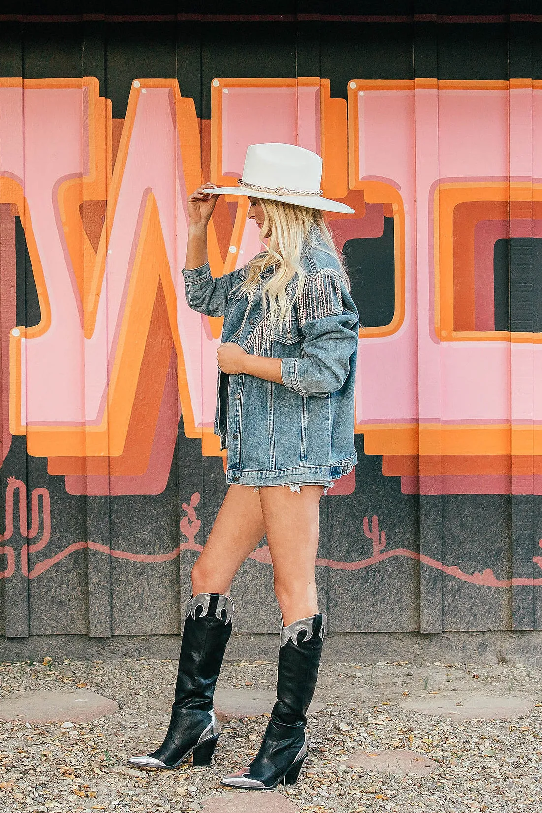 NEW!! The Pendleton Rhinestone Fringe Denim Jacket