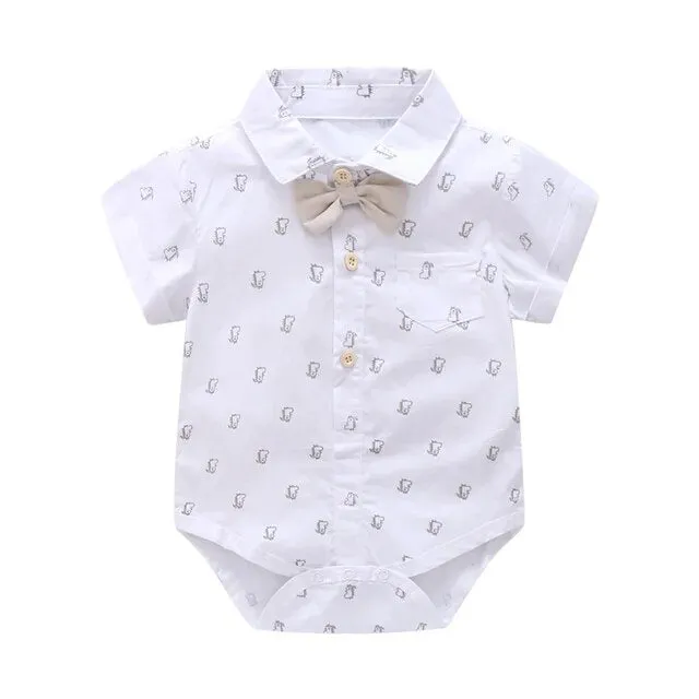 Newborn Boys Bodysuit with Bow Tie , Newborn Boys Shirt with Bowtie