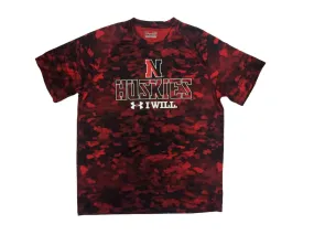 Northern Illinois Huskies Under Armour Red & Black Camo Heatgear SS T-Shirt (L)