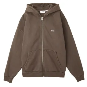 Obey Lowercase Pigment Zip Hoodie Java Brown