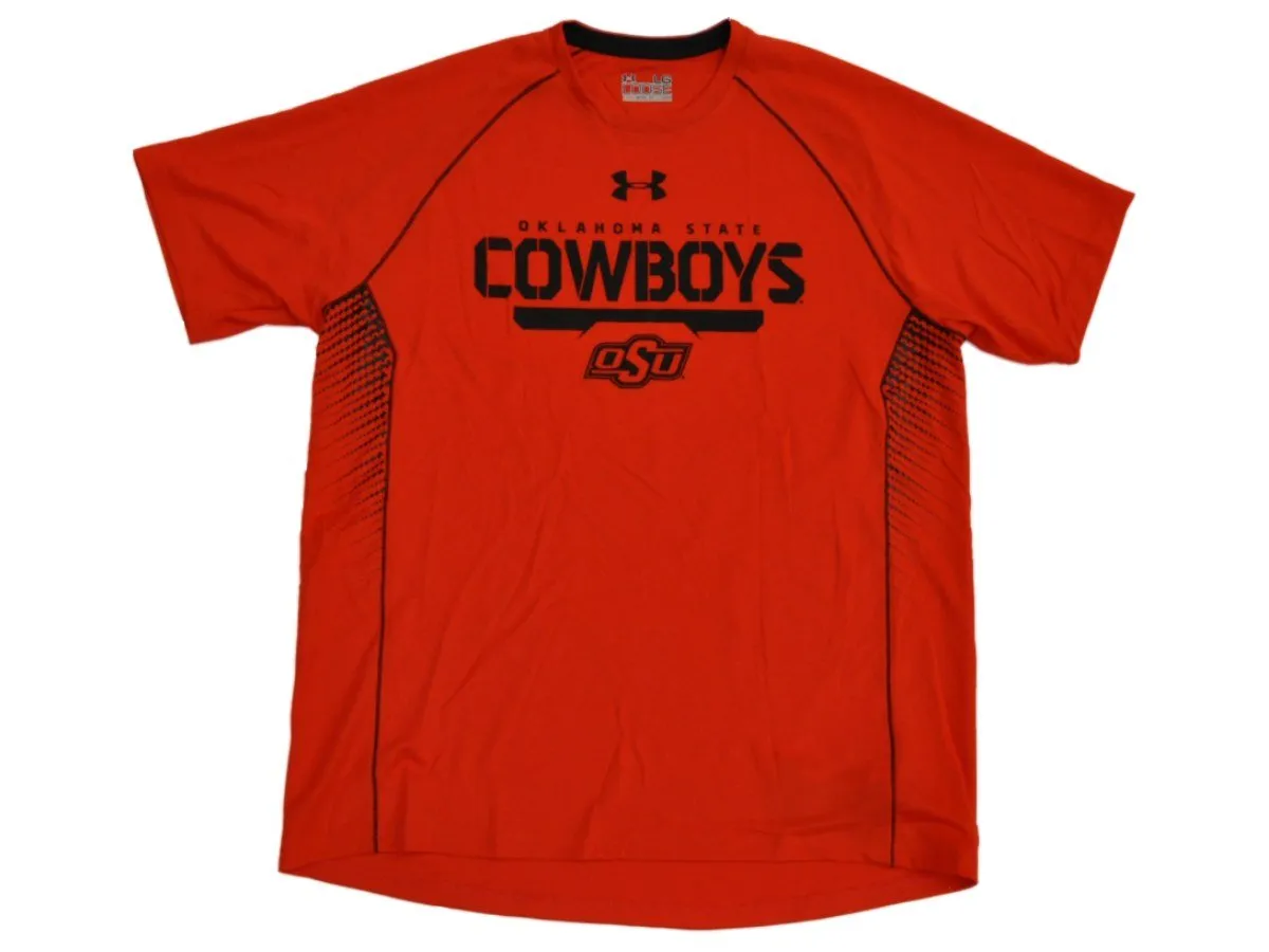 Oklahoma State Cowboys Under Armour Orange Heat Gear Short Sleeve T-Shirt (L)