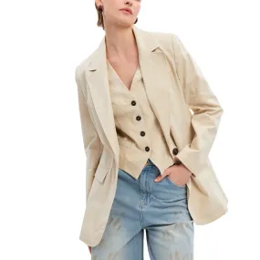 One Button Detailed Linen Jacket