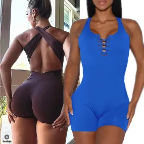 One Piece Backless Gym Jumpsuit