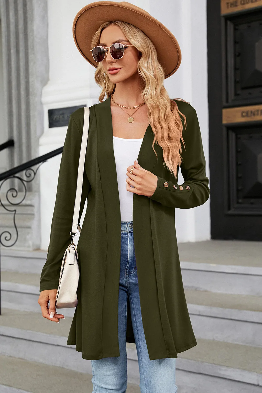 Open Front Long Sleeve Cardigan