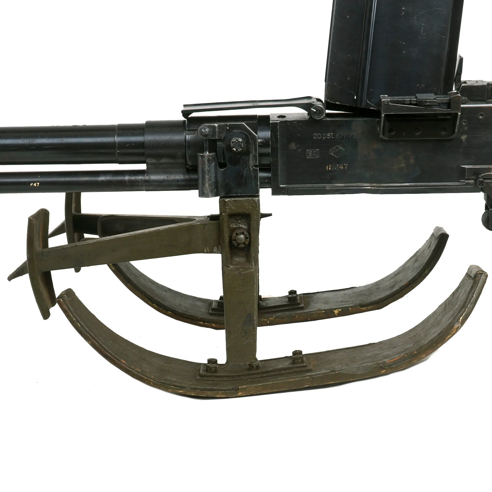 Original Finnish WWII Lahti L-39 Display Anti-Tank Rifle Serial 847 by VKT with Sled Bipod, Muzzle Cover & Display Magazine