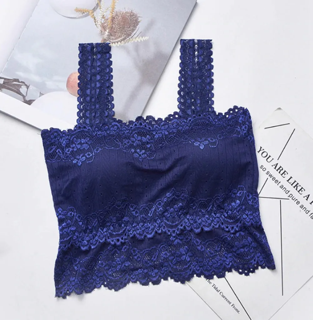 Padded Lace Embroidery Crop Top Bra-423