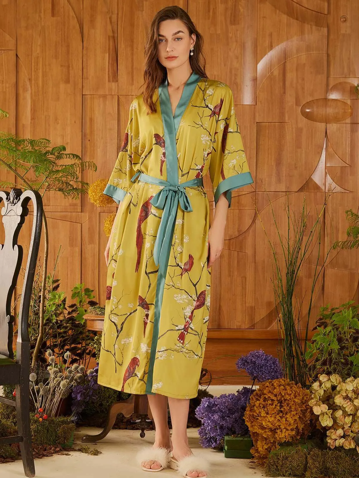 Perched Bird Kimono Robe