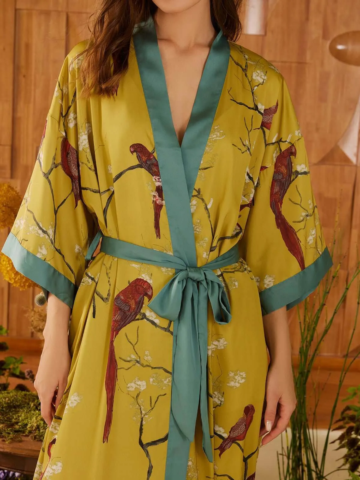 Perched Bird Kimono Robe