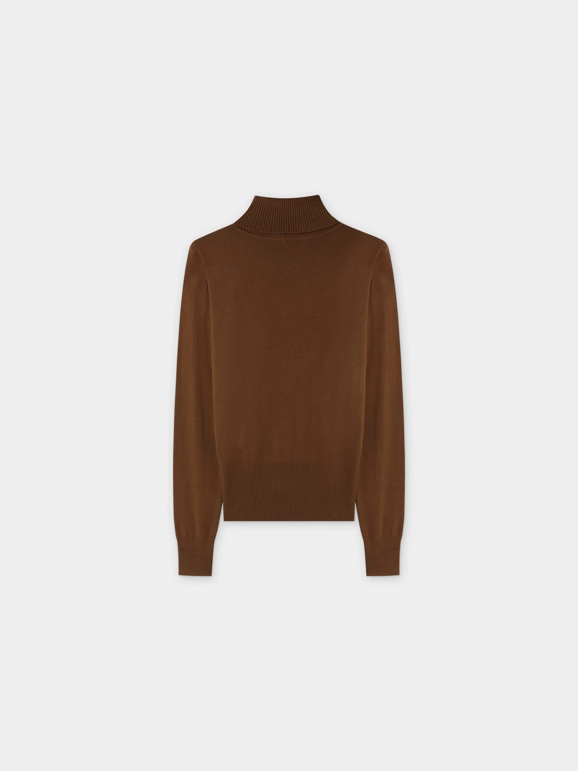 PLEATED TURTLENECK-BROWN