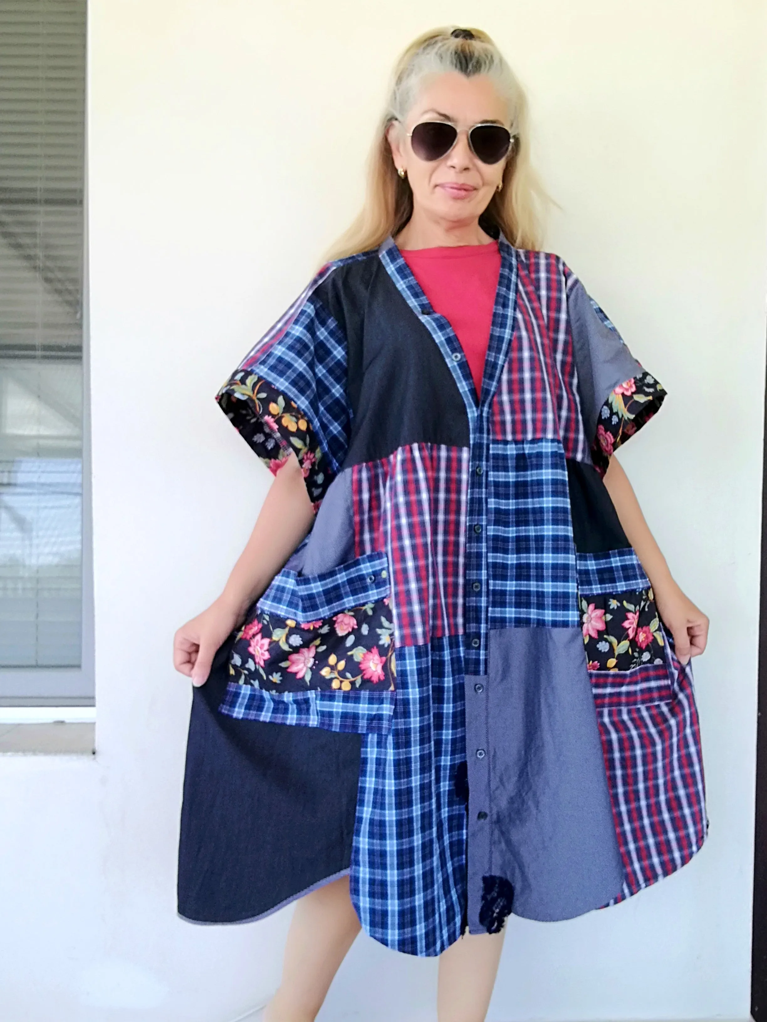 Plus Size Kaftan Dress ONE SIZE Loose Sundress Maxi Jacket Dress