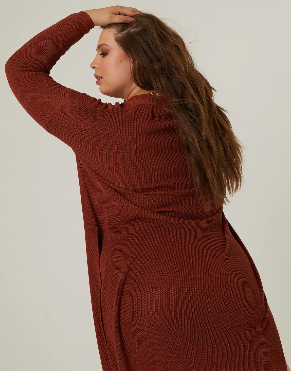 Plus Size Slit Sides Cardigan