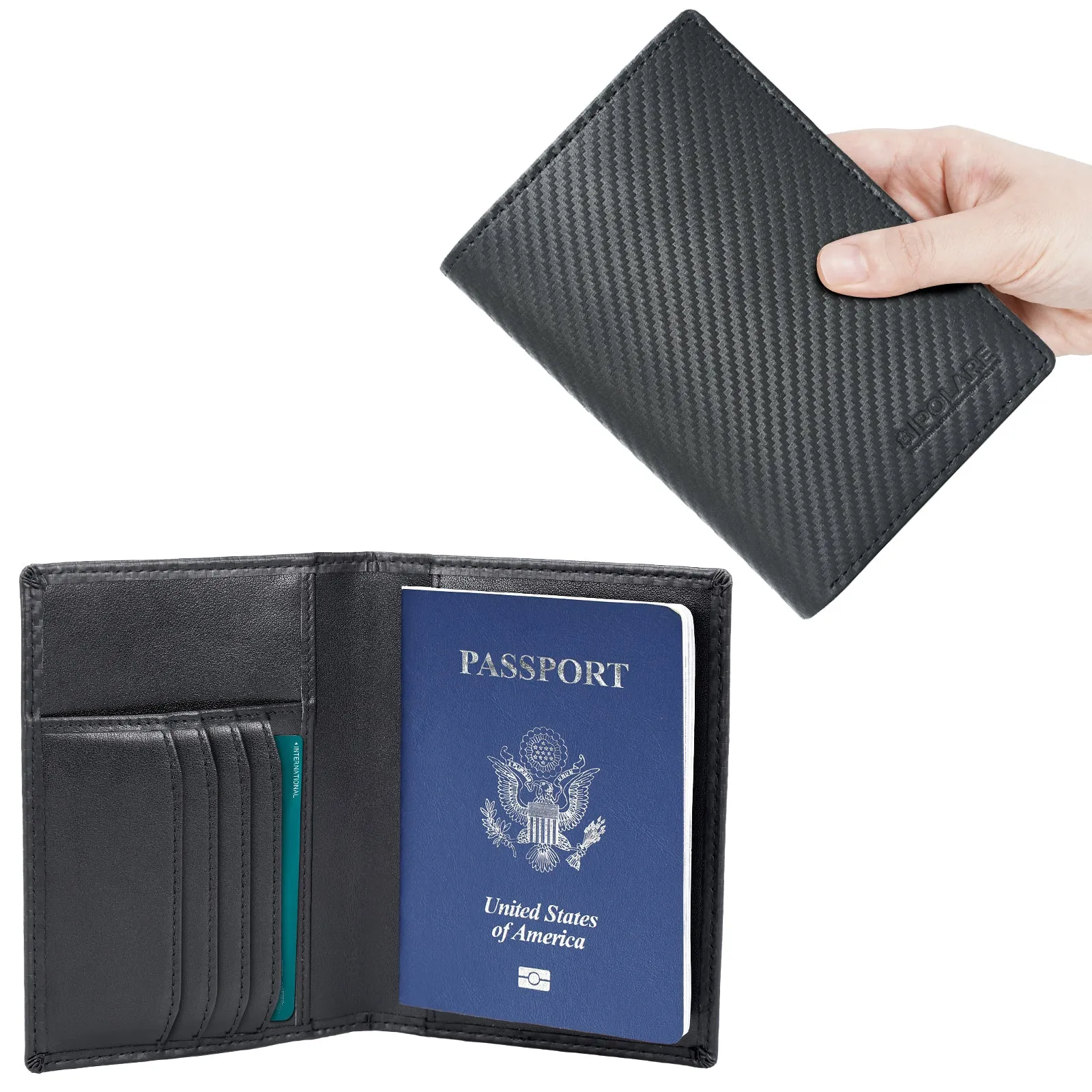 Polare Slim RFID Blocking Leather Passport Holder Travel Bifold Wallet For Men