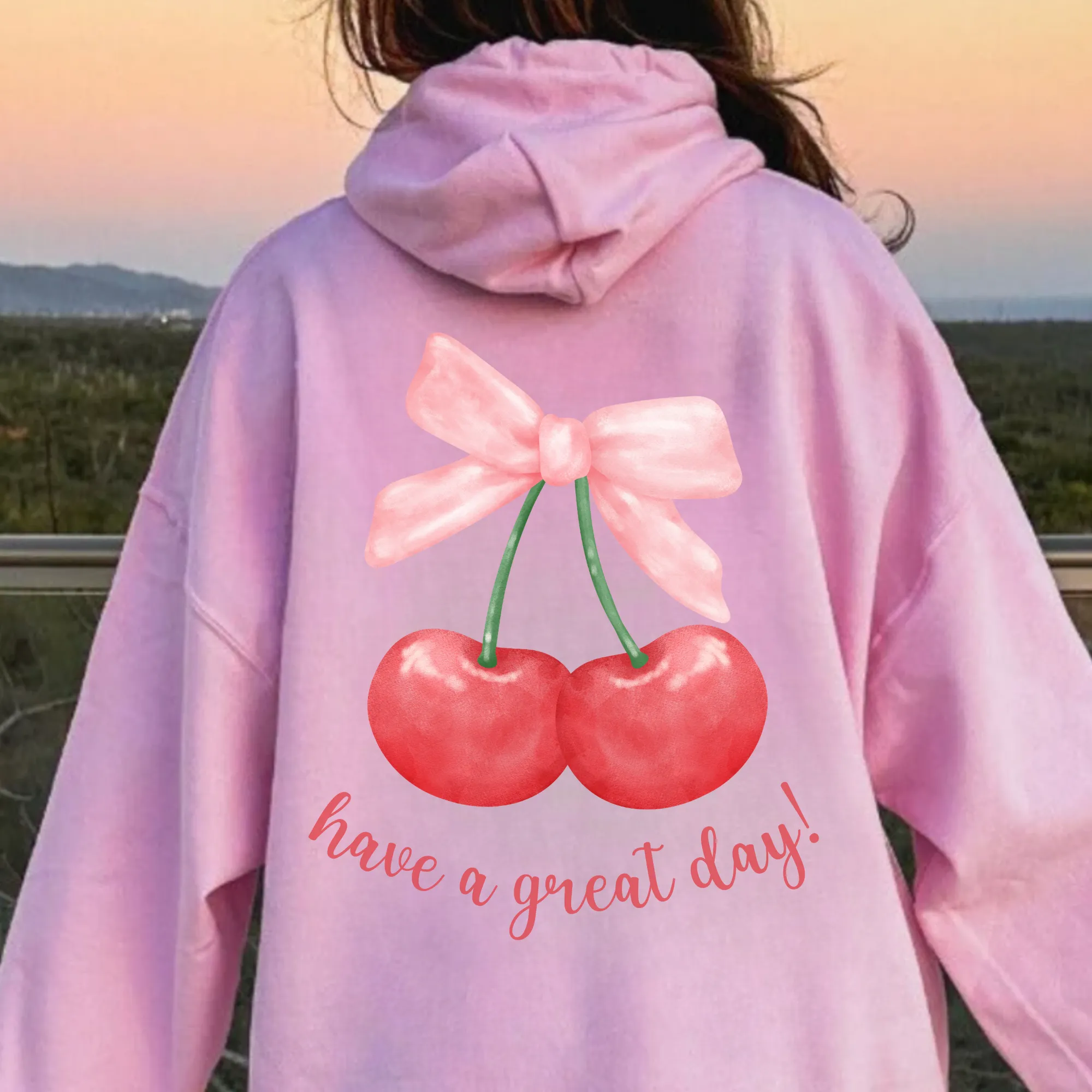 Preppy Coquette Cherry Hoodie