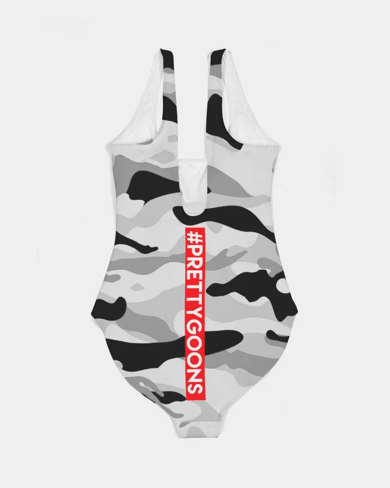 PRETTY GOONS GREY CAMO Women's One-Piece Swimsuit