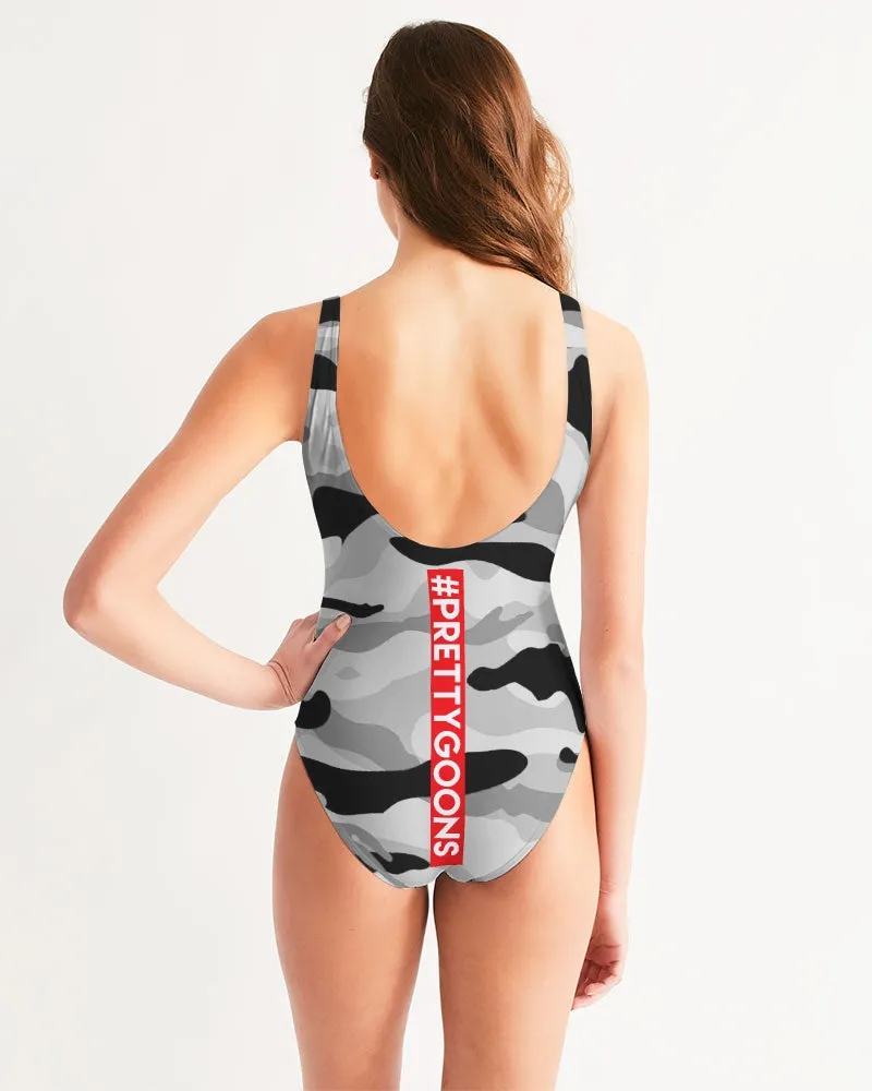 PRETTY GOONS GREY CAMO Women's One-Piece Swimsuit